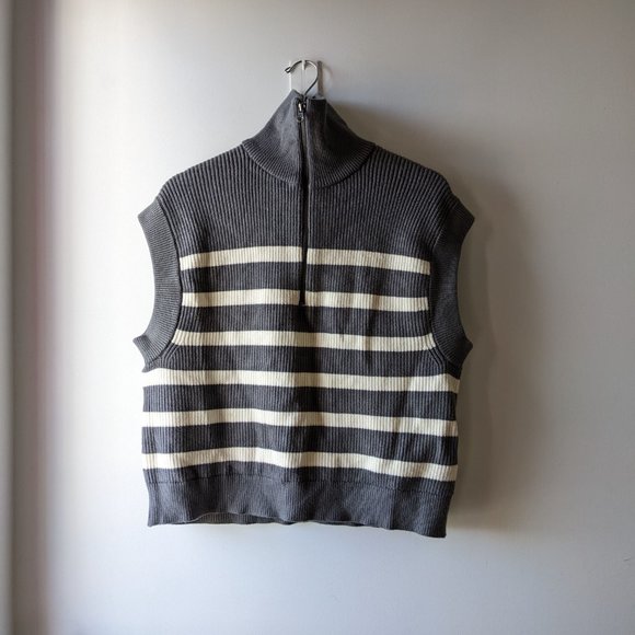 Zara White and Gray Half Zip Sweater - Picture 6 of 6